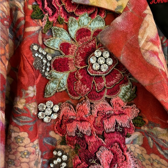 RARE Johnny Was Floral Embroidered Red Coat - Picture 3 of 8
